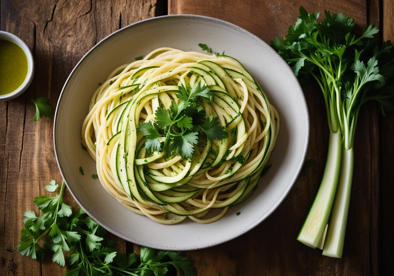 Tortilla with Pasta, Zucchini and Parsley