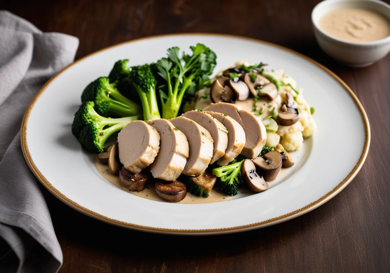 Chicken Breast Fillets with Vegetables and Mushroom Sauce