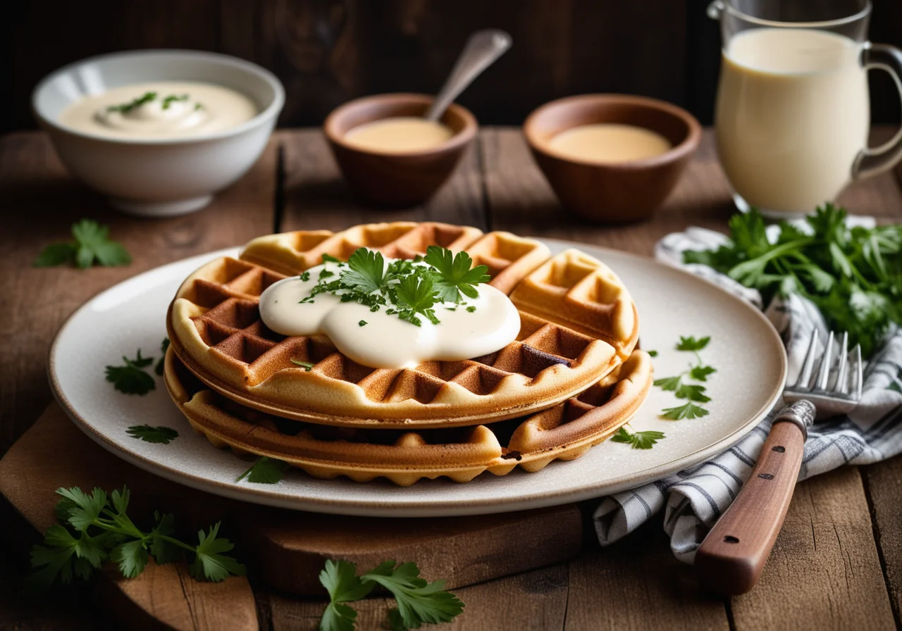 Savory Waffles with Quark and Applesauce