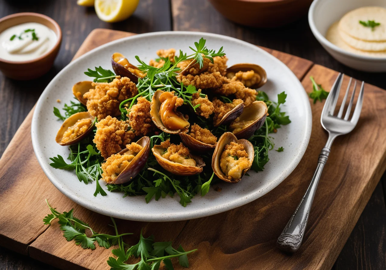 Fried Mussels with Tarama