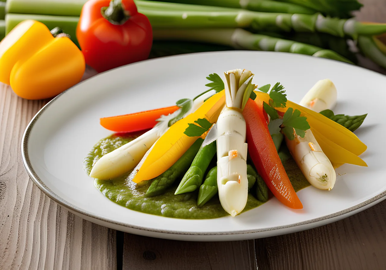 White Asparagus with Vegetable Sauce