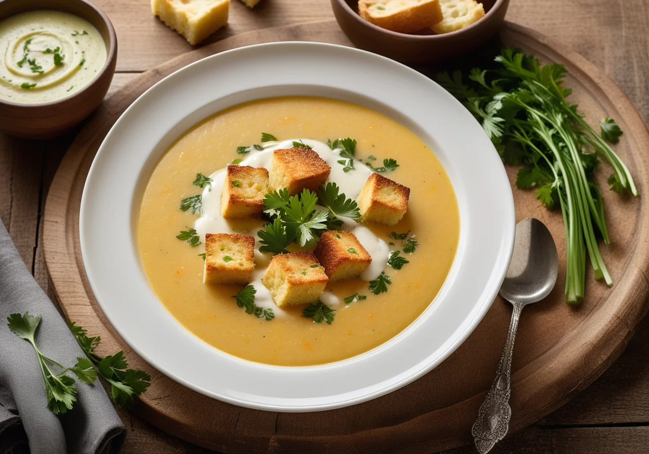 Vegetable Soup with Polenta Croutons