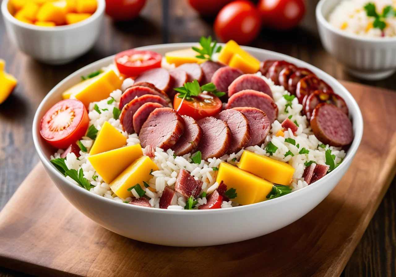 Rice Salad with Turkey and Fruits