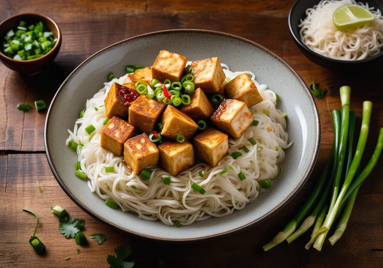 Rice Noodles with Fried Tofu