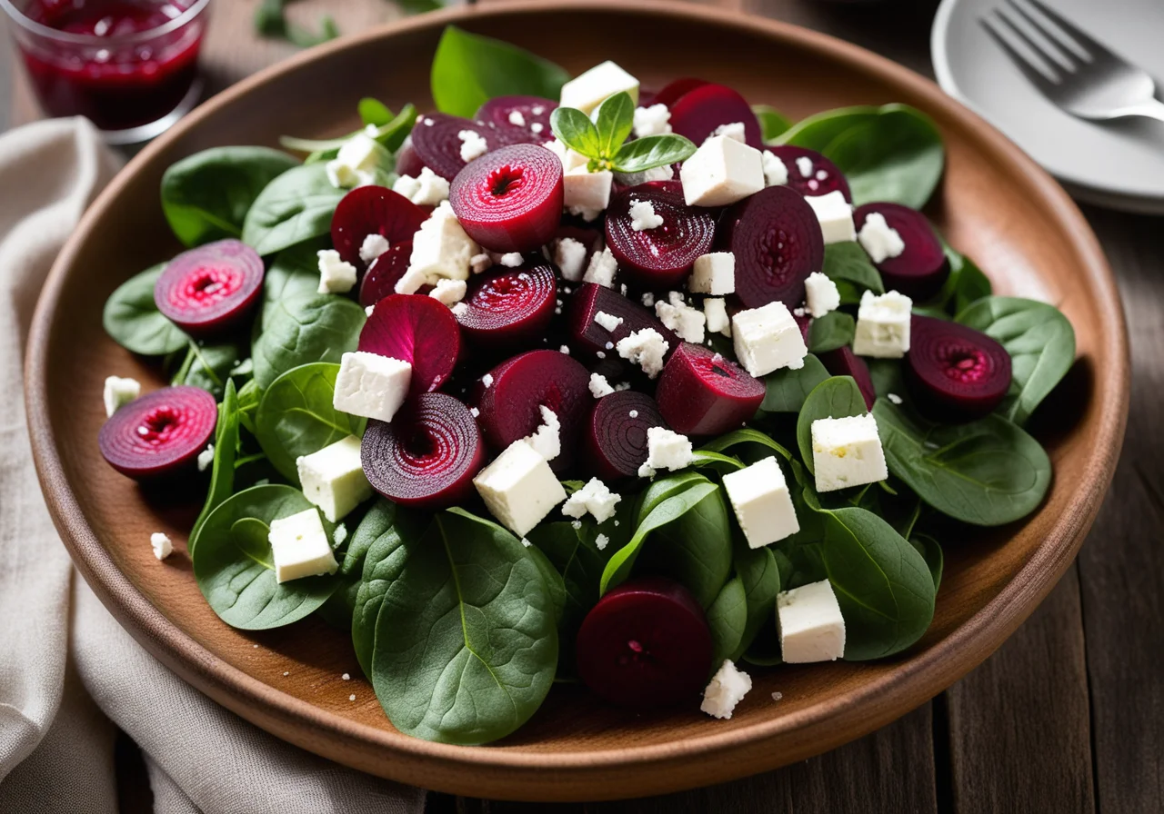 Red Beet, Spinach and Feta Salad