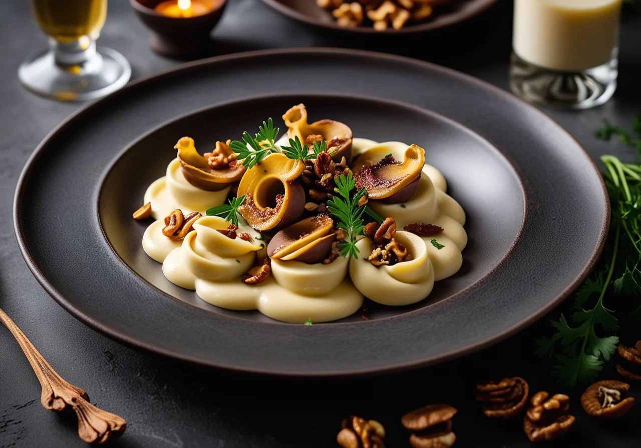 Pigeon breast with Tortellini and Mushrooms