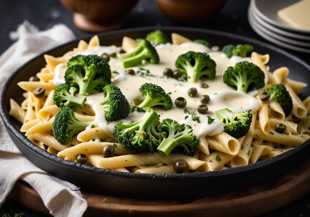 Pasta Gratin with Broccoli and Mozzarella