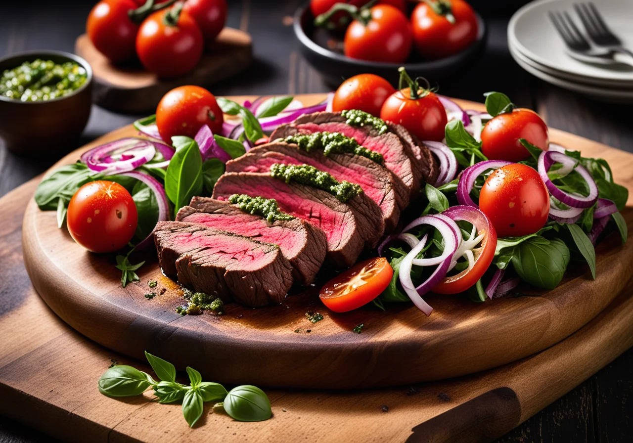 Steak on Tomato Salad