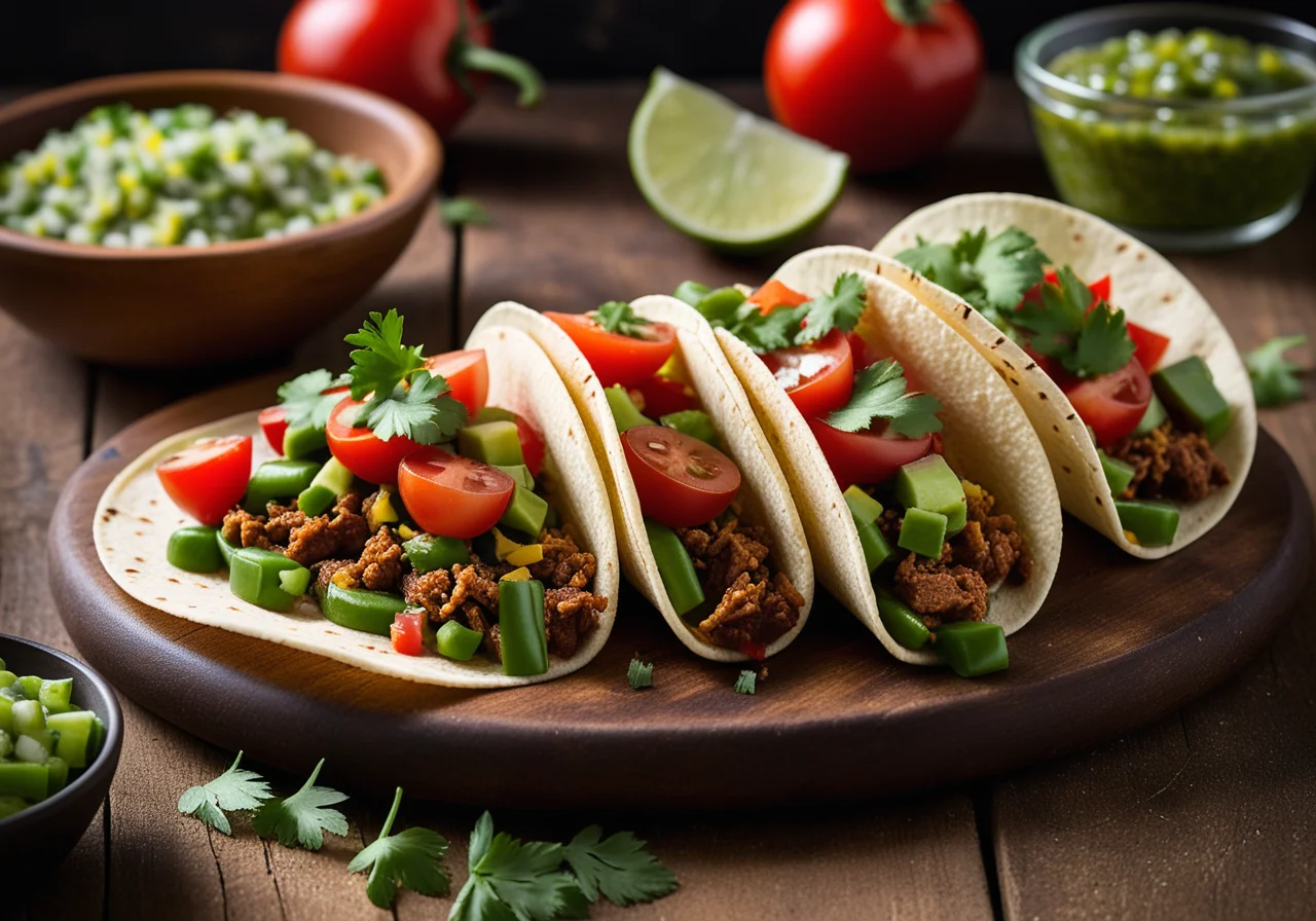 Vegetarian Taco with Spicy Dip