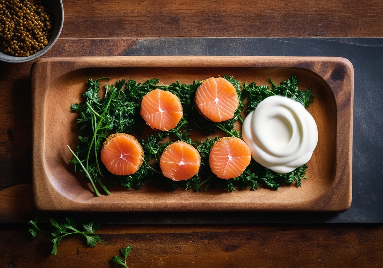 Lentil Patties with Salmon and Yogurt Dollop