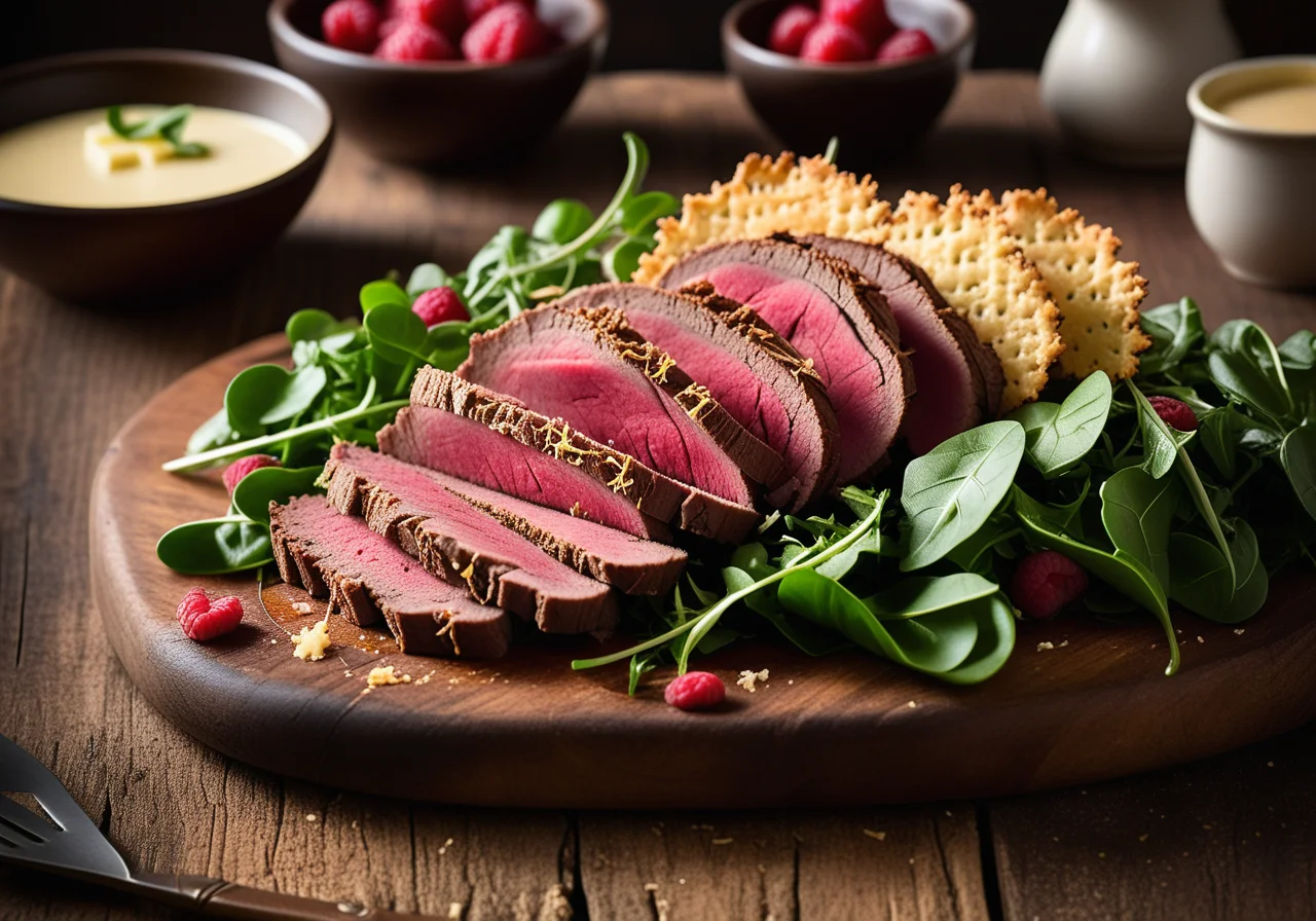 Salad with Roast Beef and Parmesan Crisps