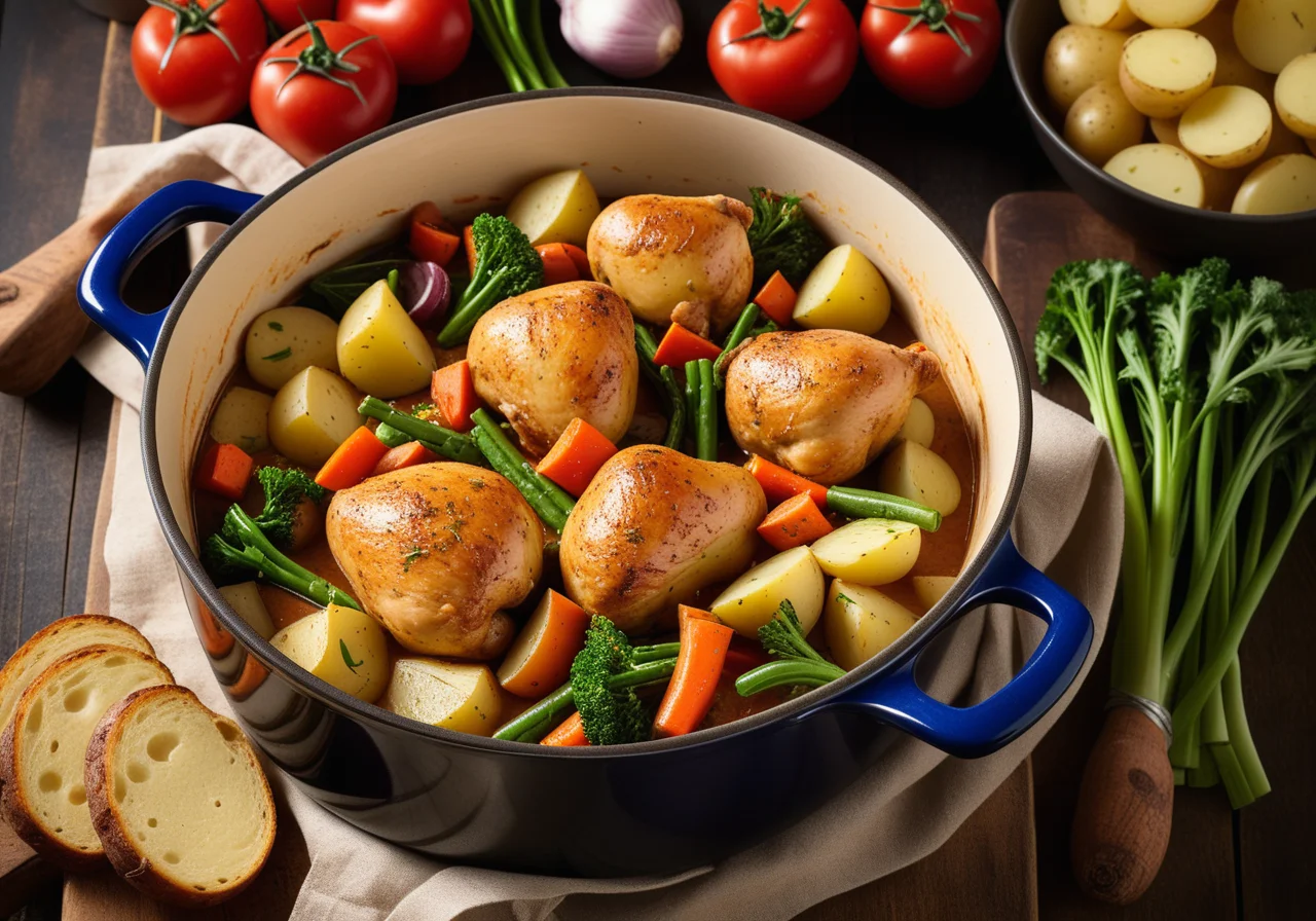 Chicken pot with vegetables and potatoes