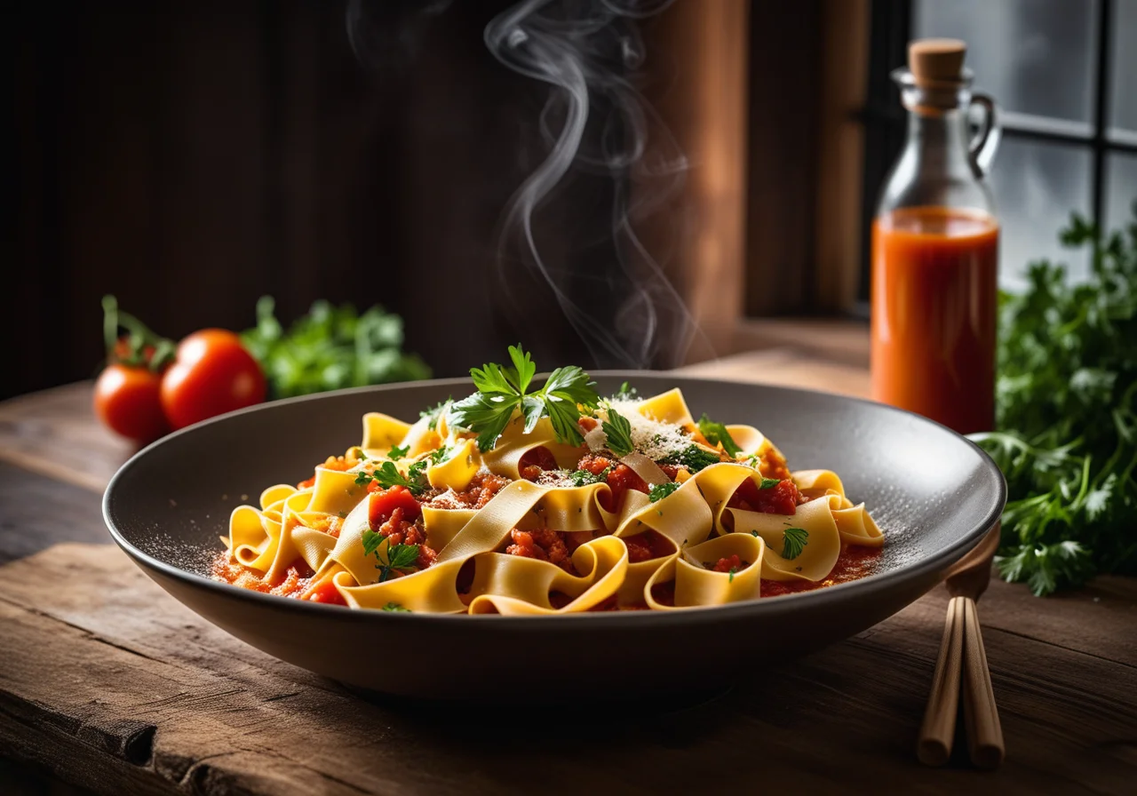 Bandnudeln mit Lauch und Gemüse