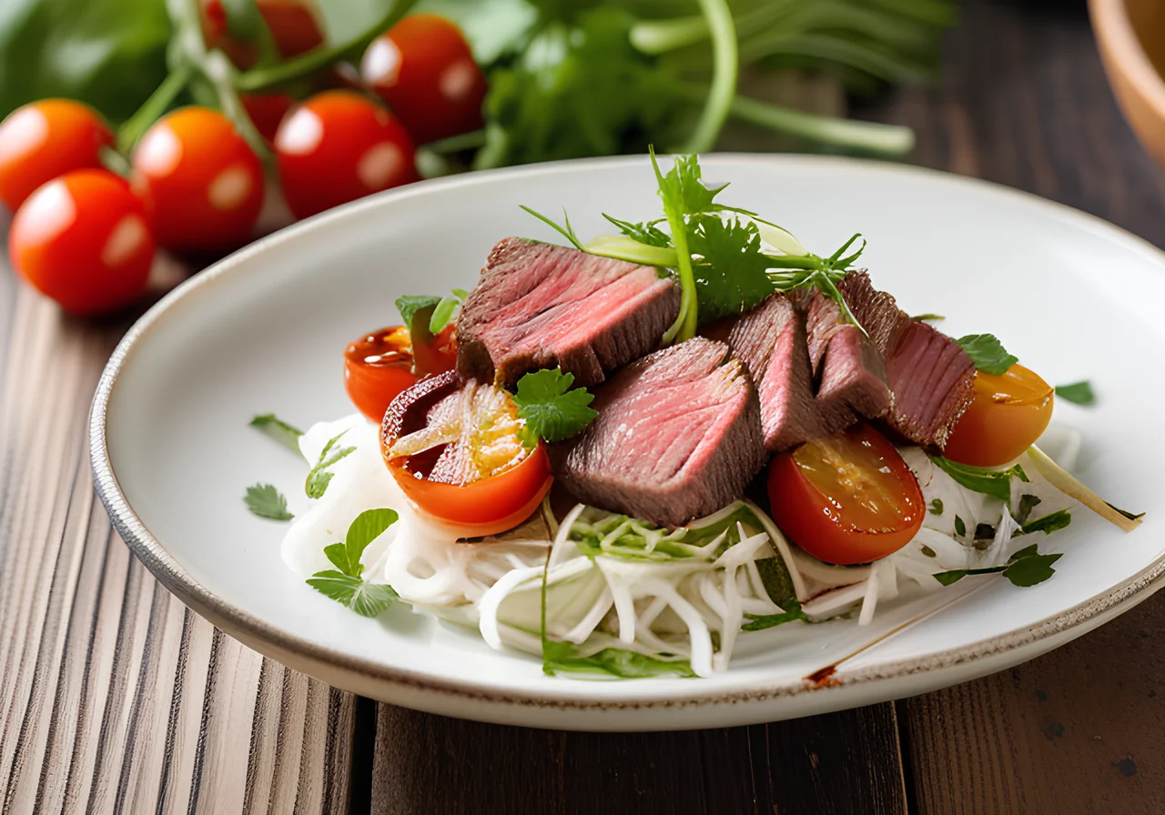 Asian Beef Salad with Rice Noodles and Coconut