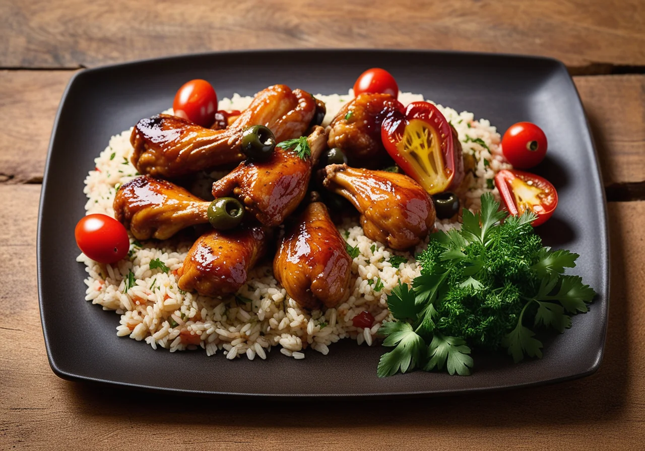 Chicken Wings with Olive Rice