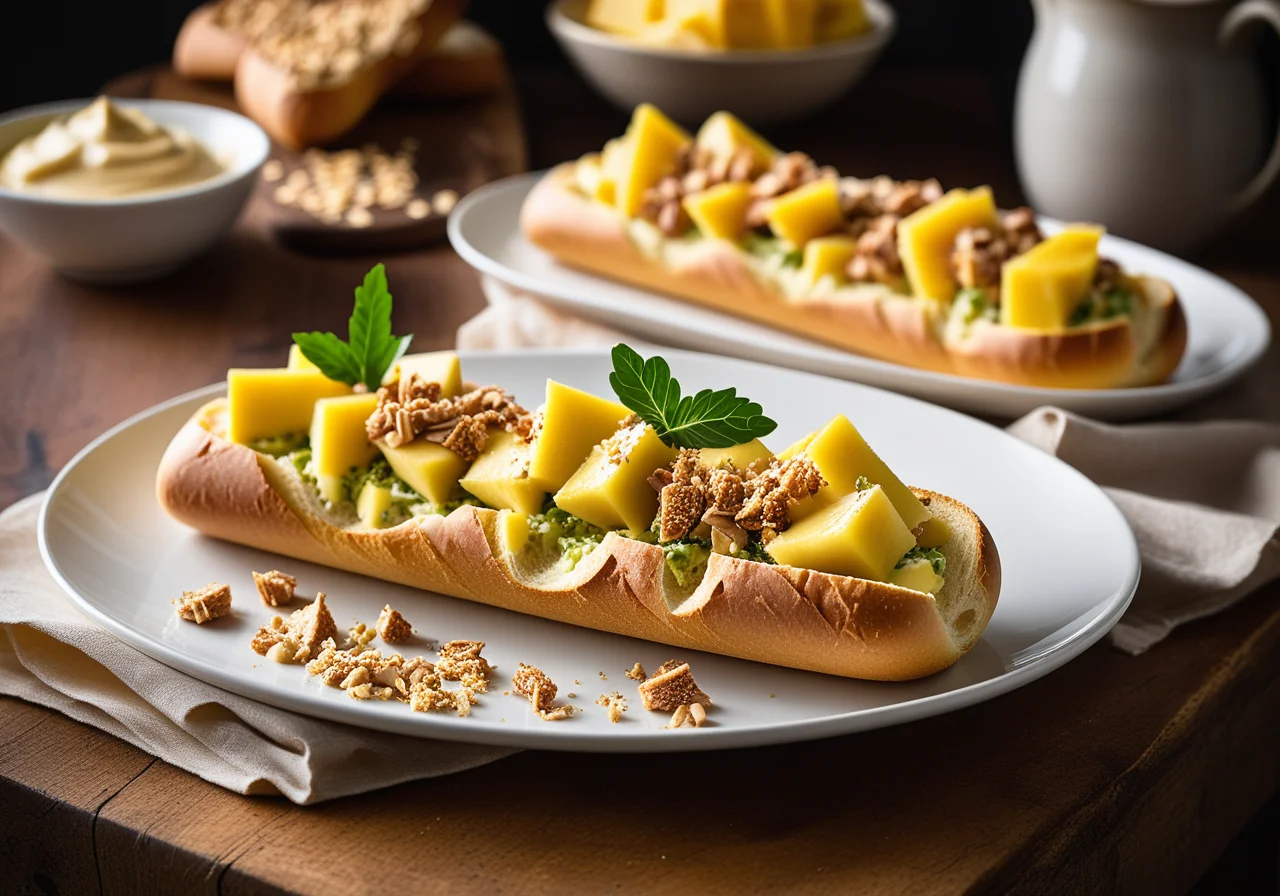 Baguette with Turkey Strips and Curry Sauce