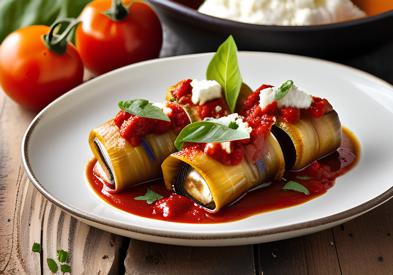Eggplant Rolls with Tomato Sauce