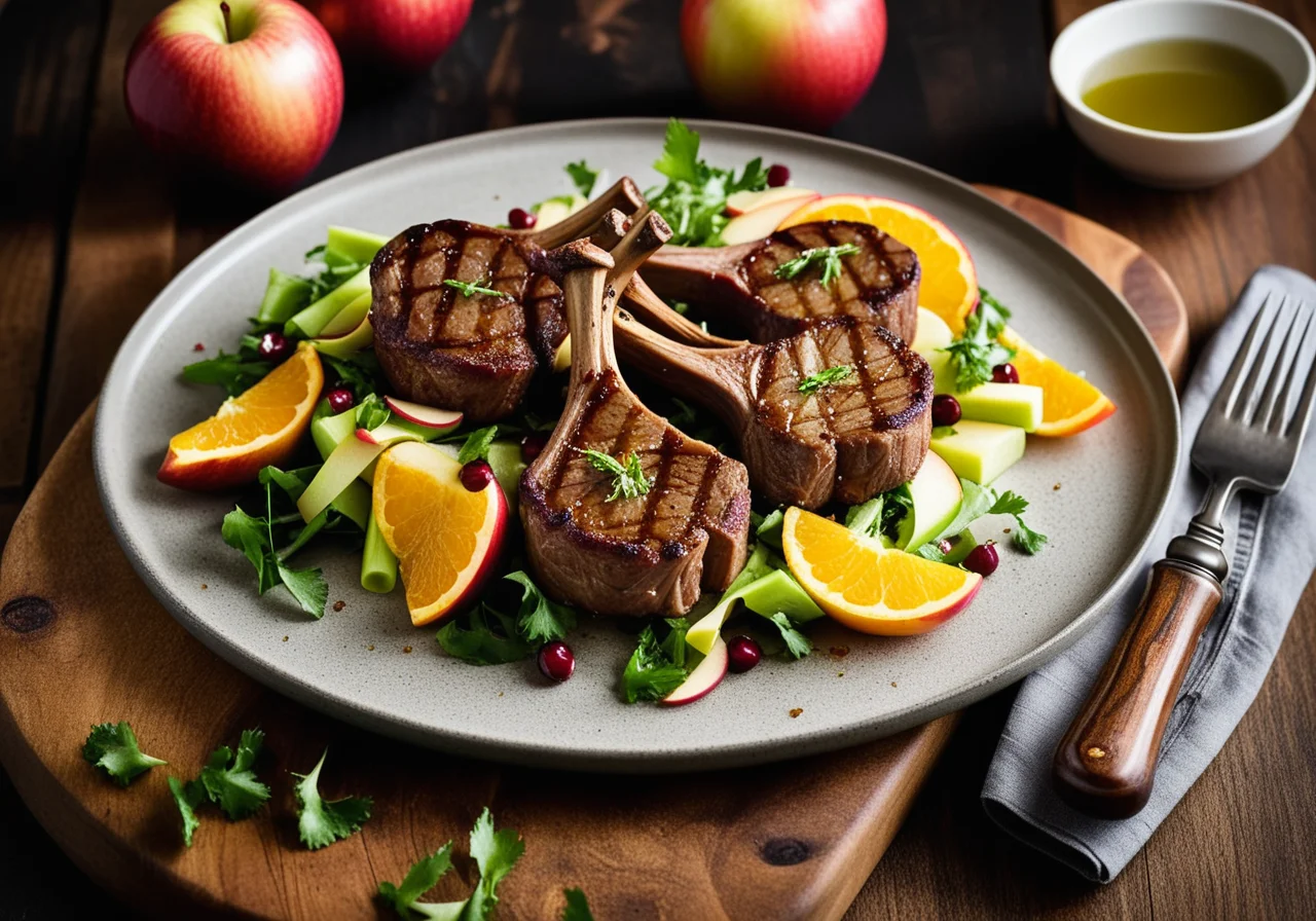 Lamb Chops with Apple Celery Salad