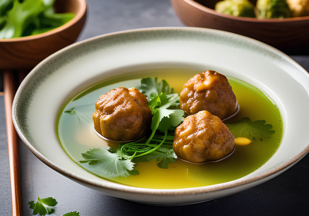 Asian Soup with Pak Choi and Meatballs