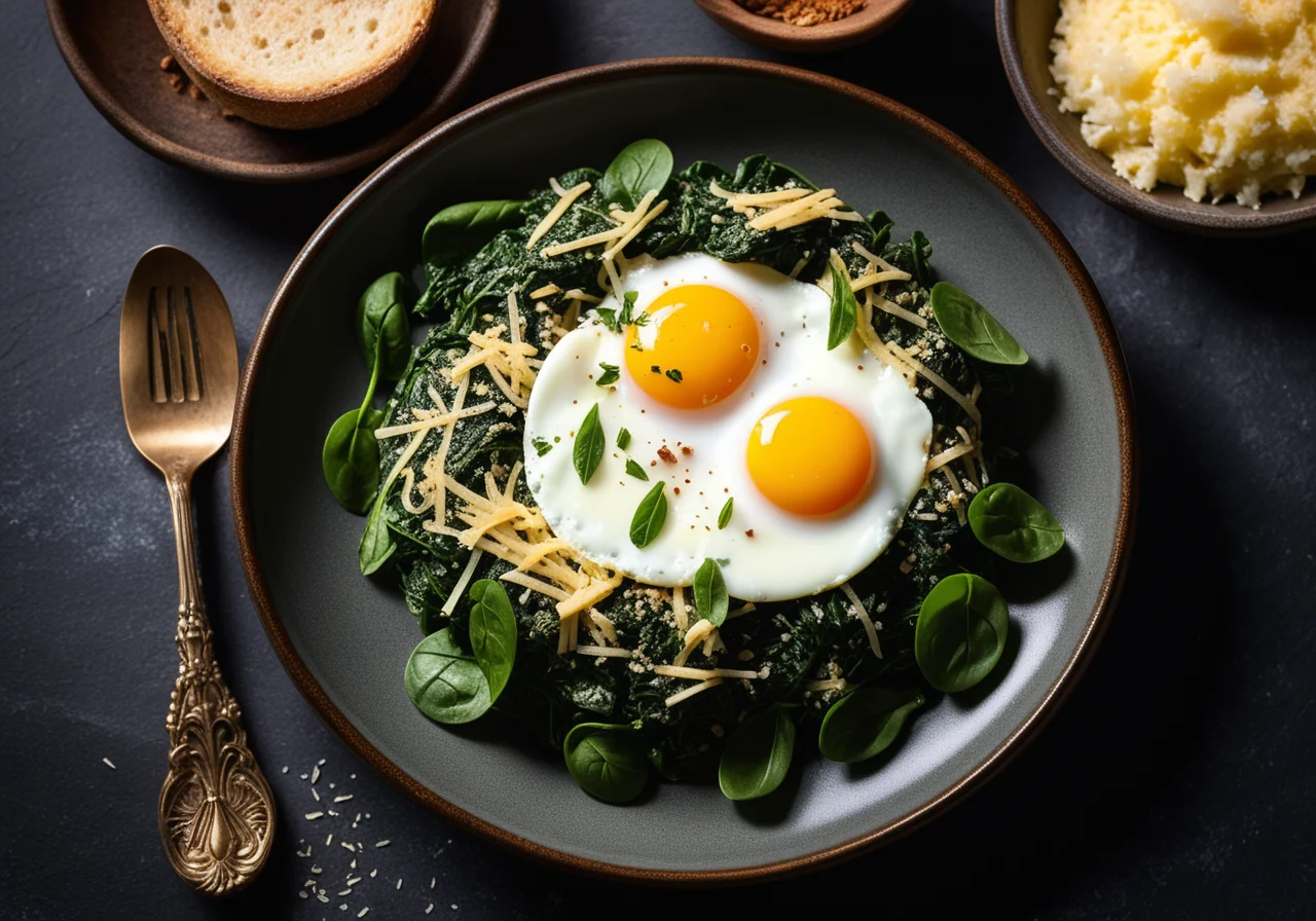 Steamed Spinach with Egg