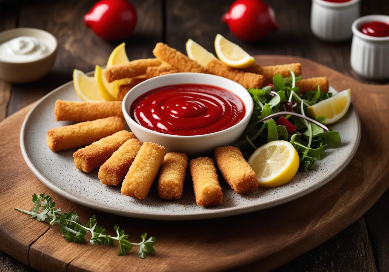 Breaded Fish Sticks with Ketchup