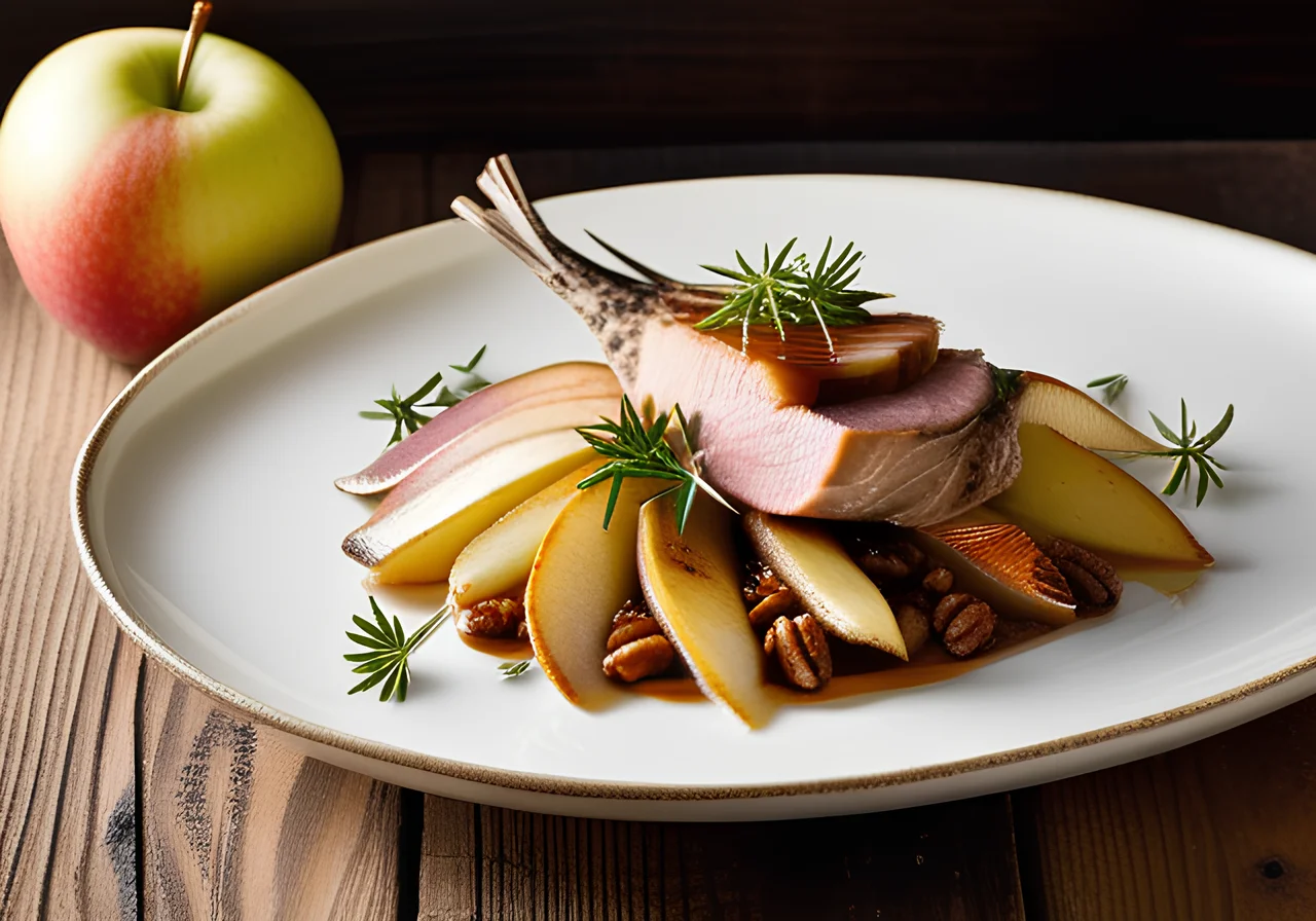 Pheasant Breast with Apples and Walnut Kernels