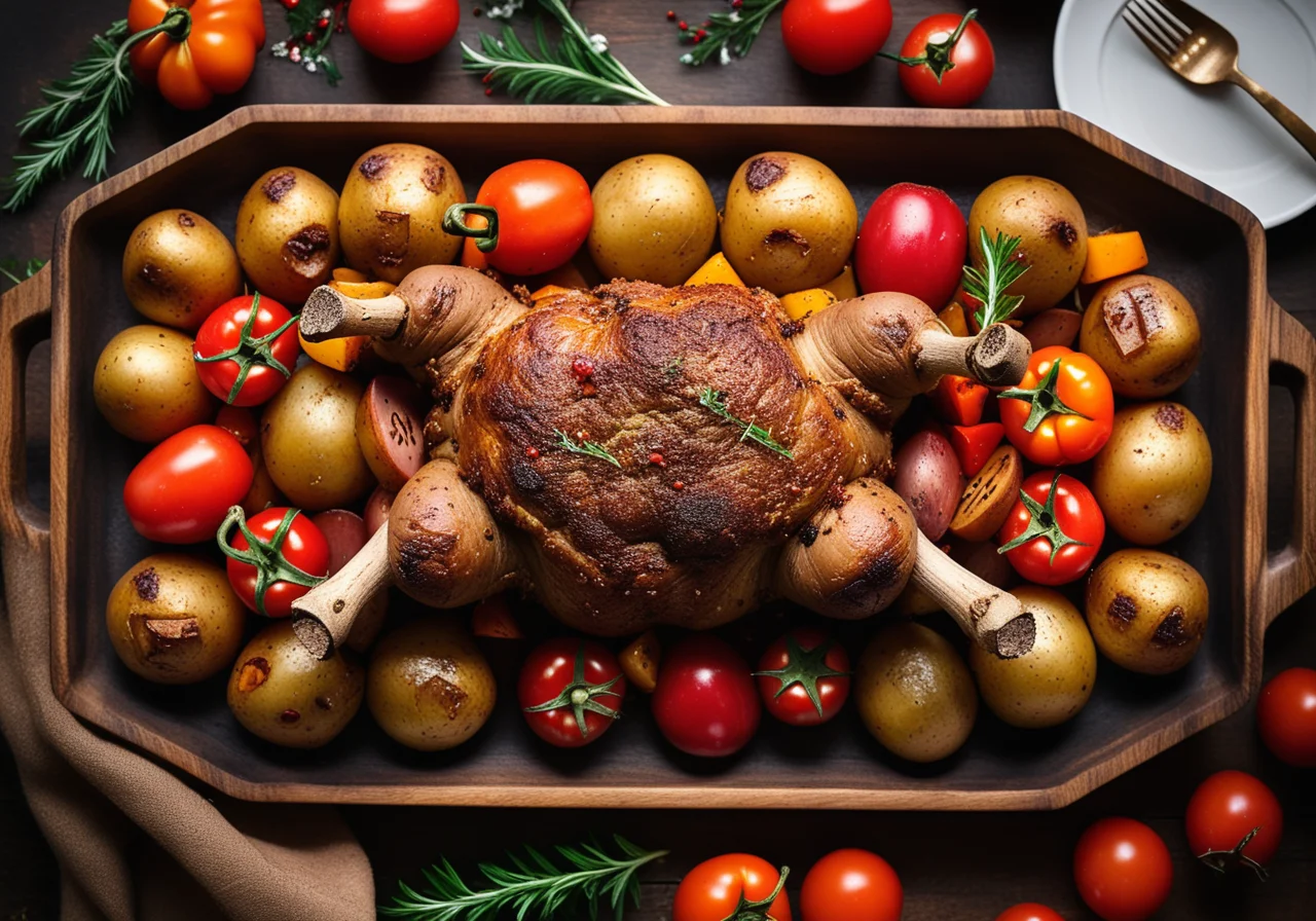 Baked Lamb with Vegetables and Feta