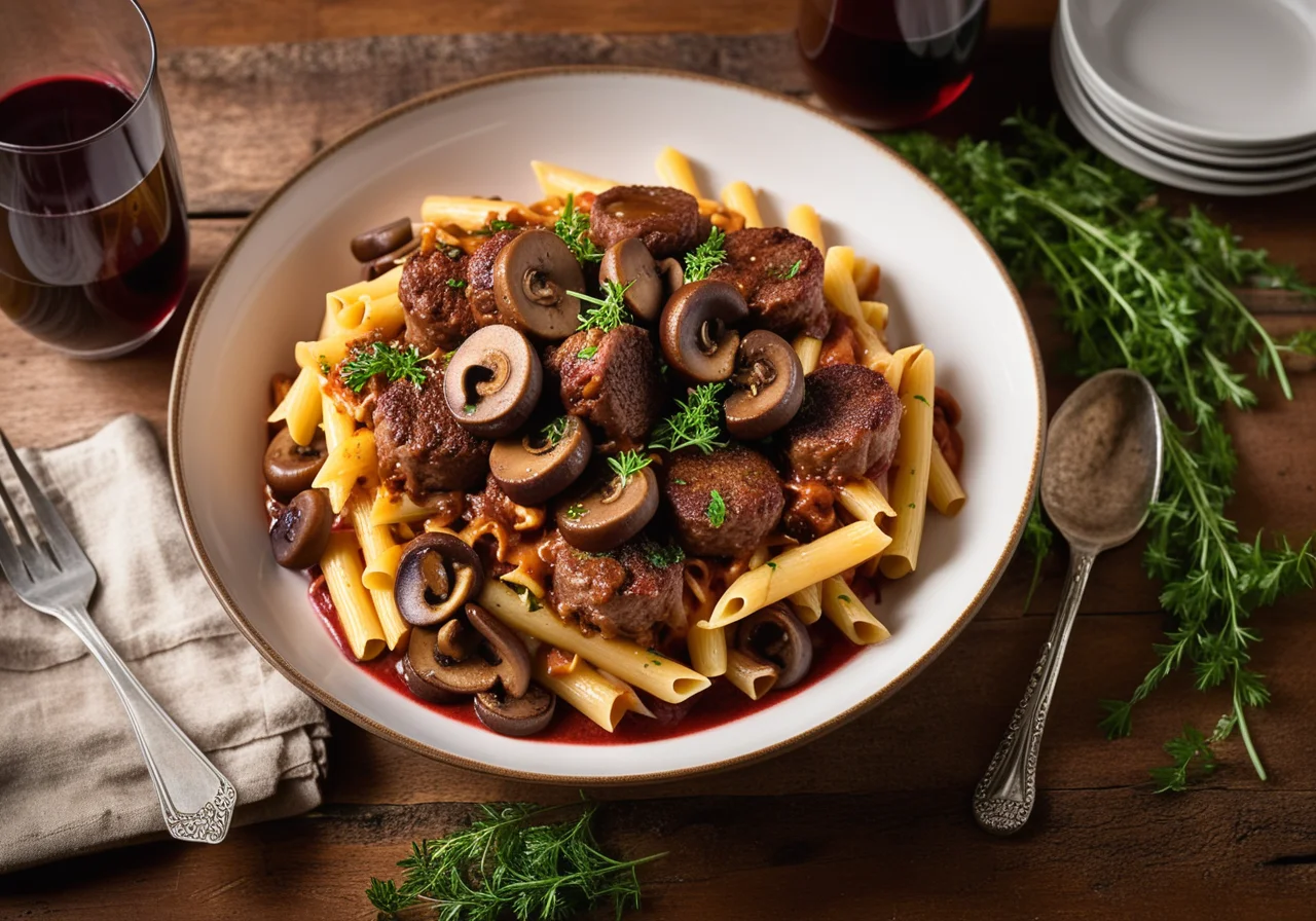 Pasta with Venison Cutlets