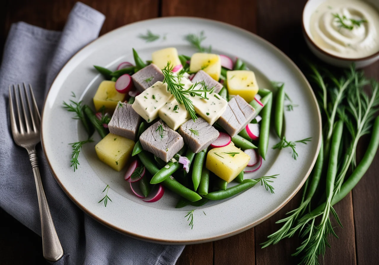Matjes on Bean Salad with Radishes