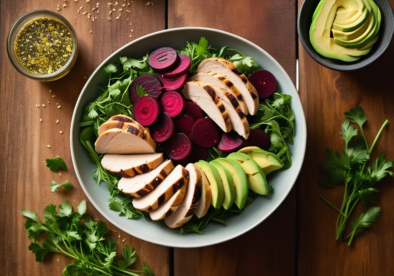 Colorful Salad with Grilled Chicken Breast