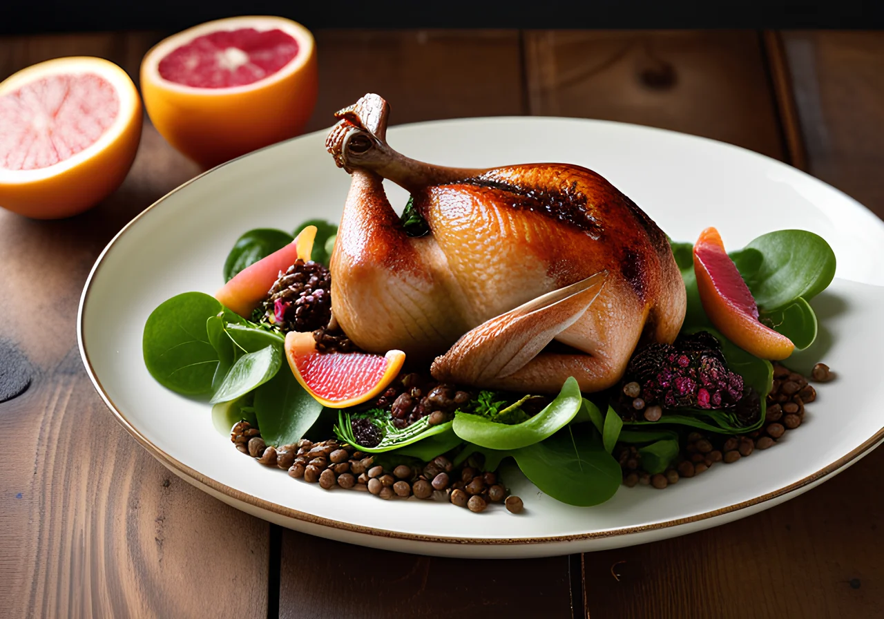 Pheasant with Warm Lentil Salad