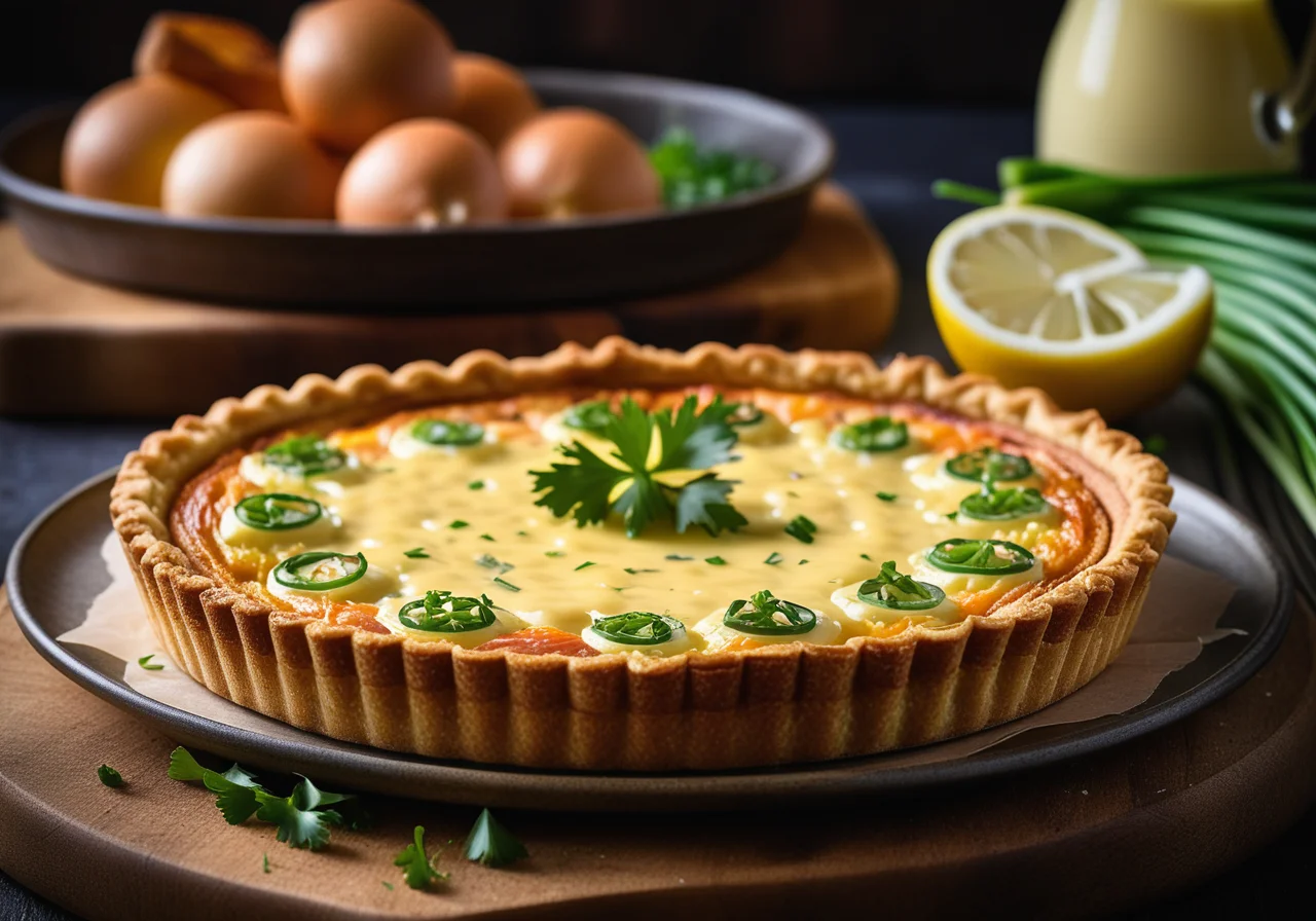 Salmon and Spring Onion Quiche