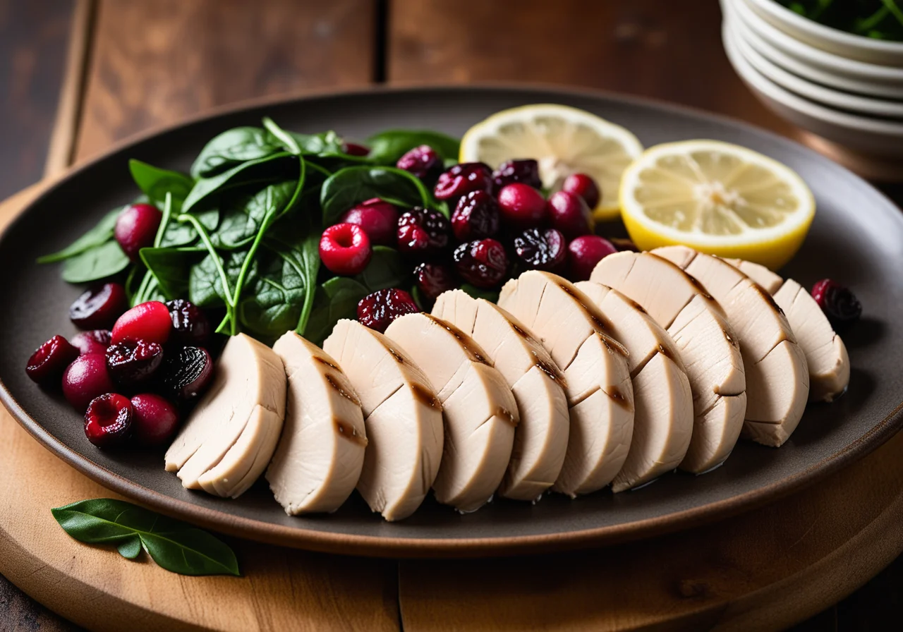 Steamed Chicken Breast in Spinach with Shiitake