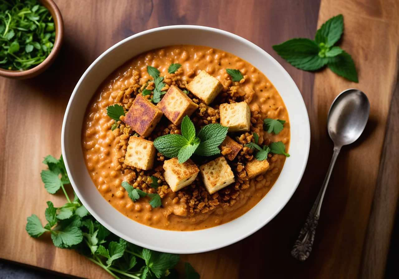 Lentils with Fried Tofu