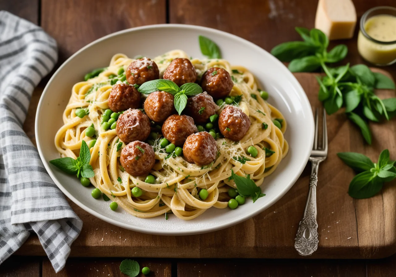 Pasta with Pea Sausage Sauce