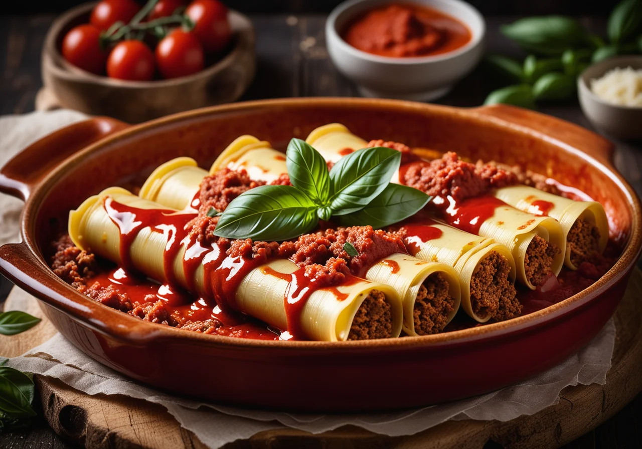 Baked Cannelloni with Ground Meat Filling