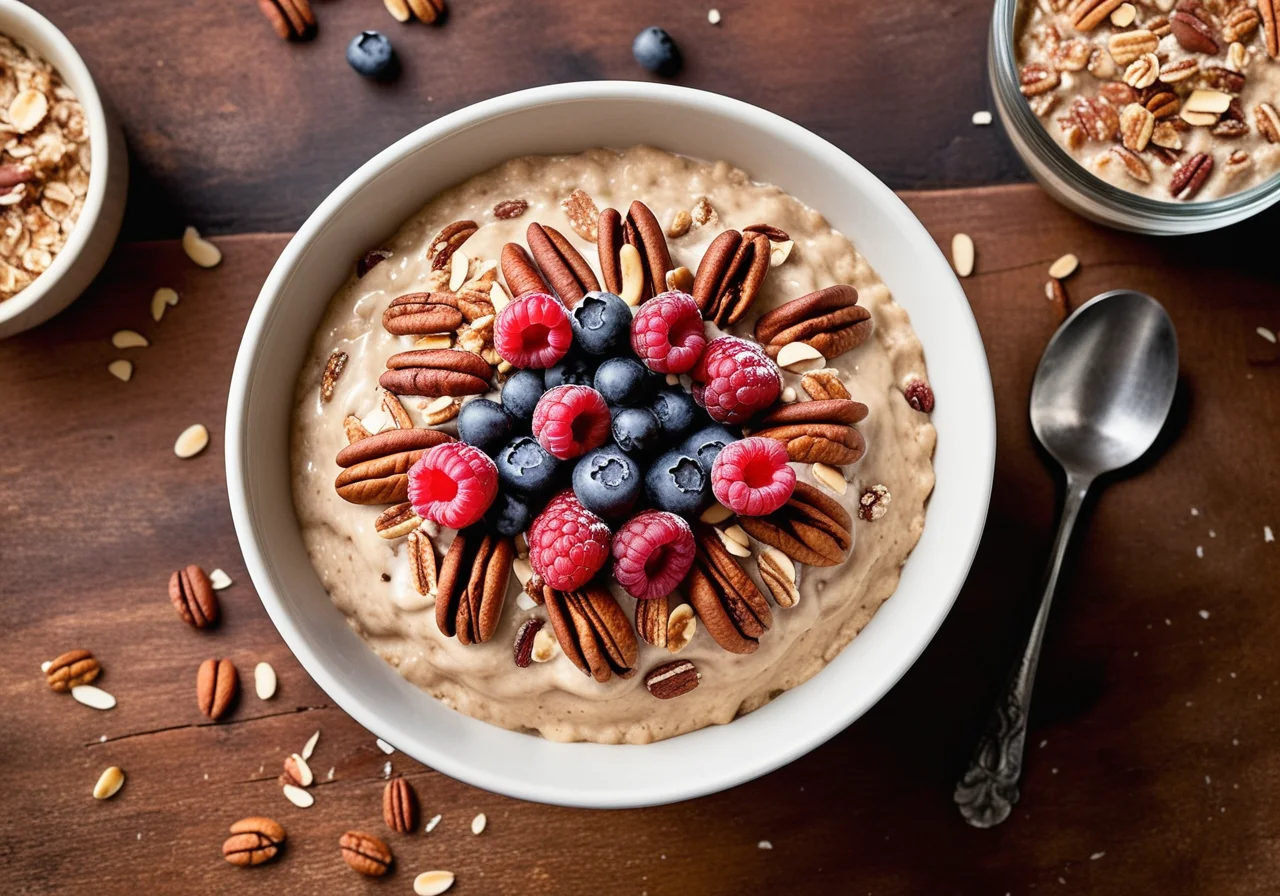 Coffee Cake Overnight Oats with Pecans