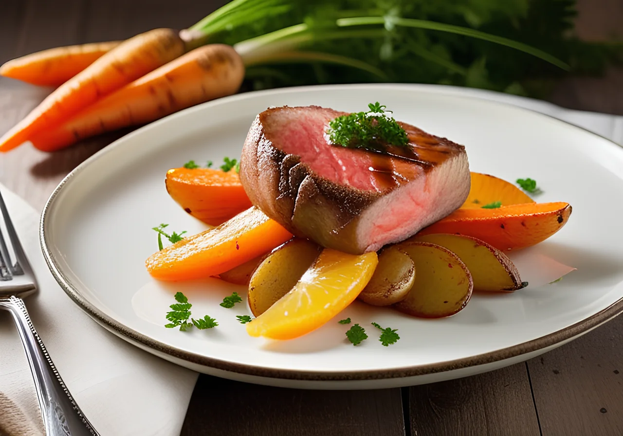 Hecht Fillet with Butter Sauce, Carrots, and Potatoes