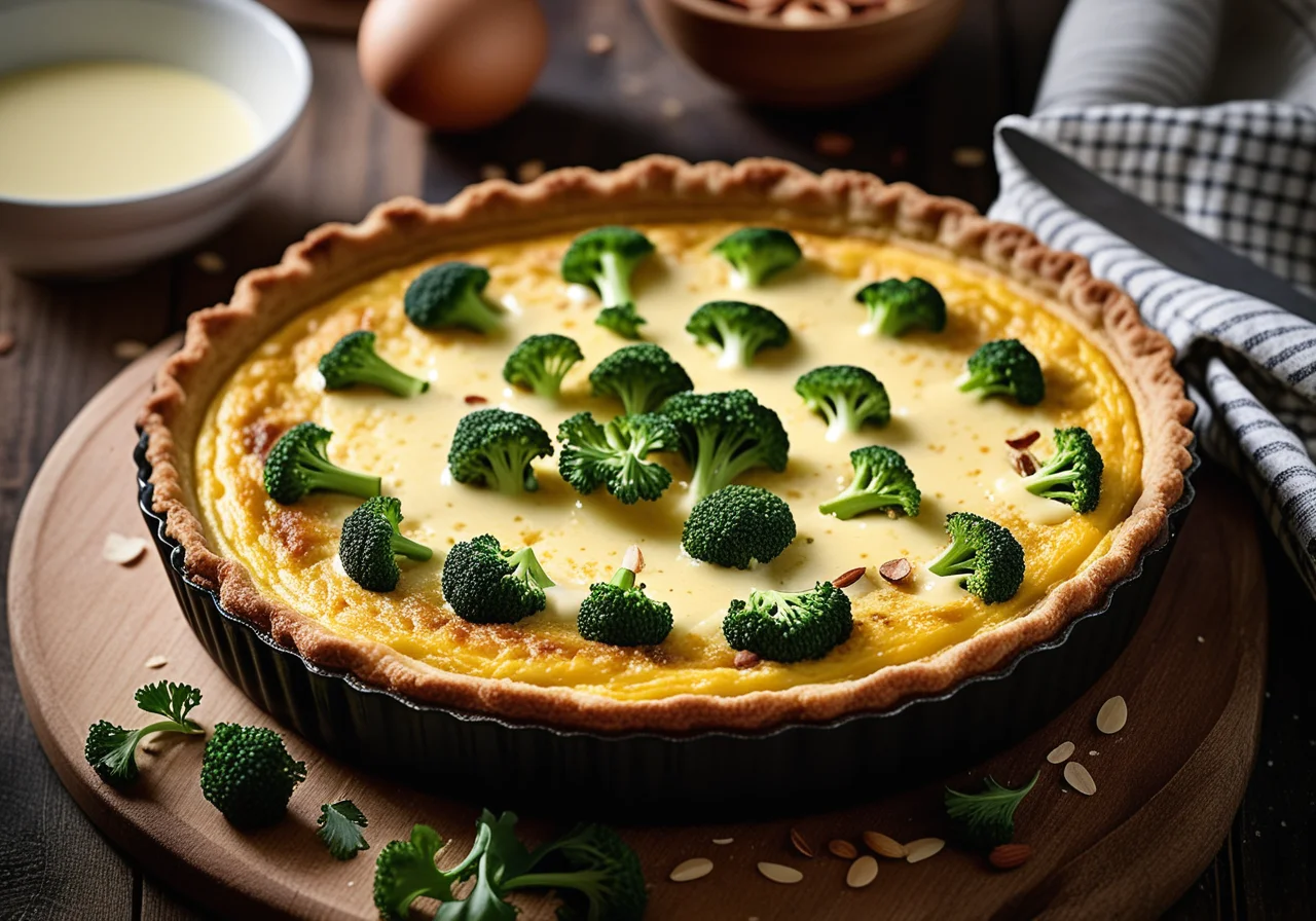 Vegetarian Quiche with Cauliflower and Broccoli