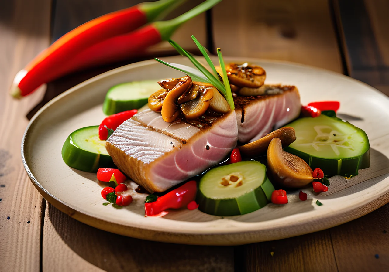 Tuna Pan with Vegetables and Herbs