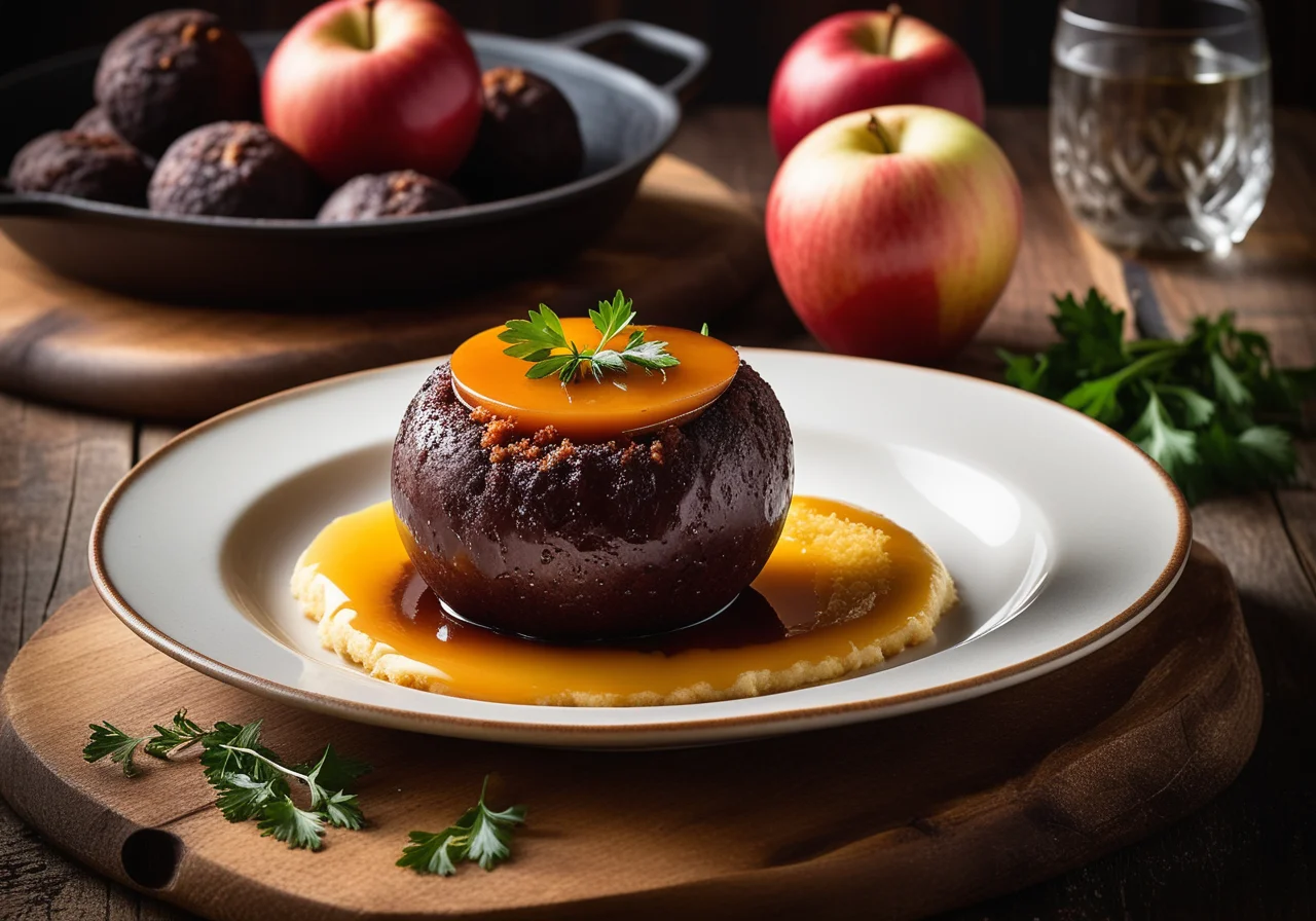 Savory Baked Apple with Blood Sausage Filling