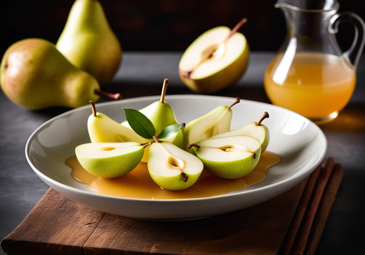 Soft Pear with Sweet Ginger Sauce