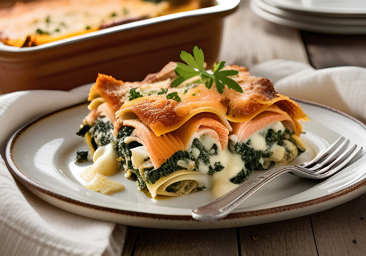 Spinach Salmon Lasagna