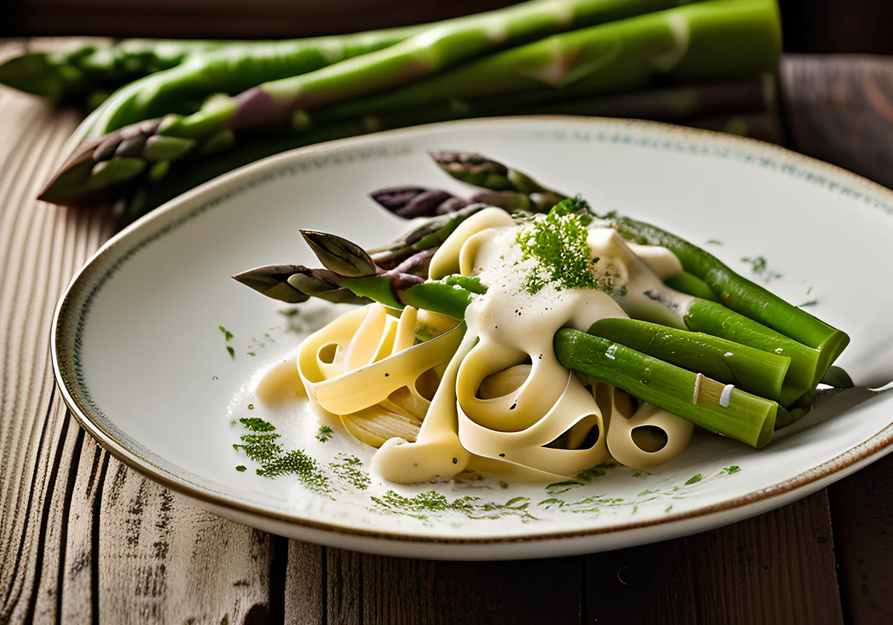 Pasta with Green Asparagus and Watercress