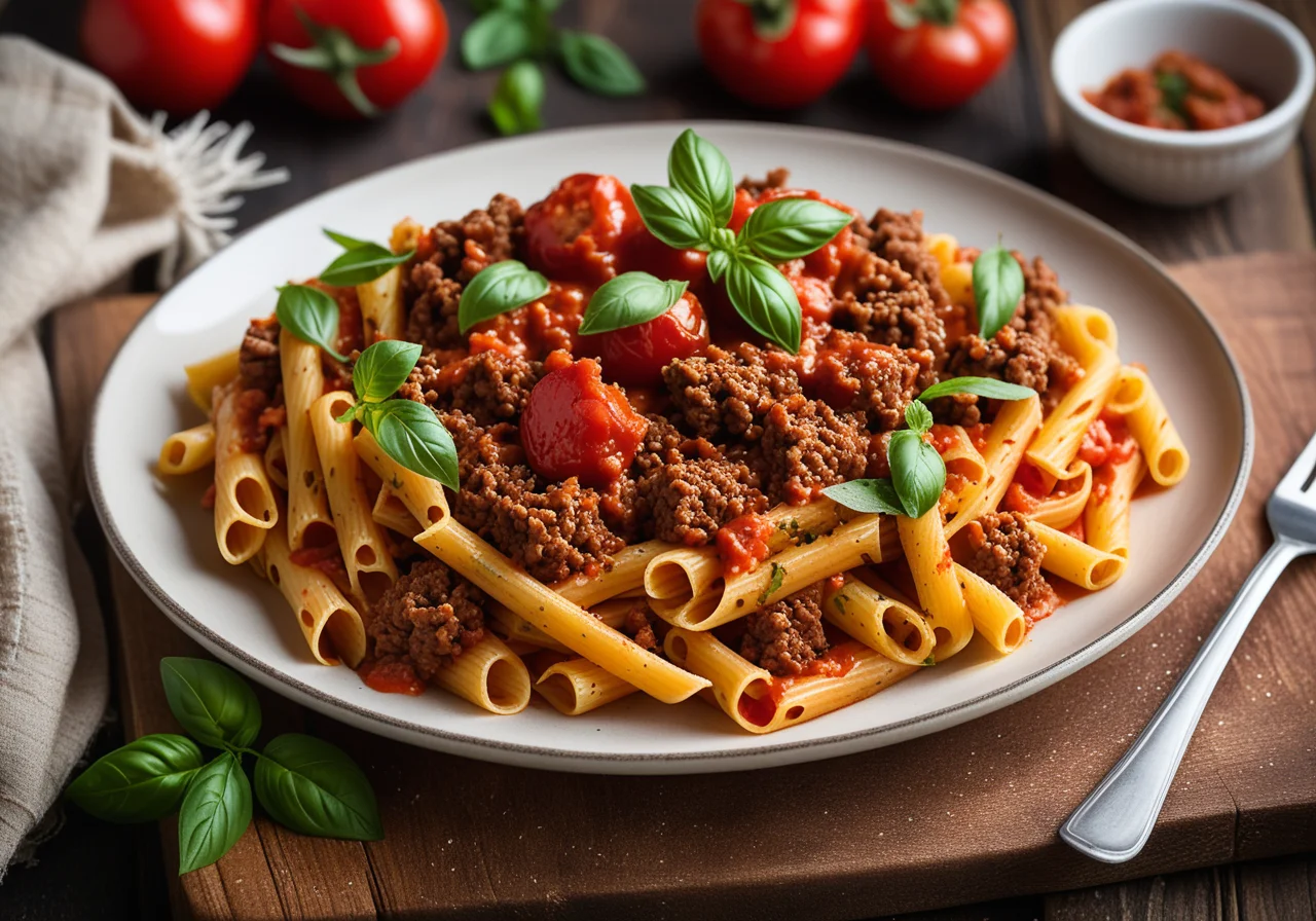 Pasta with Ground Meat Sauce