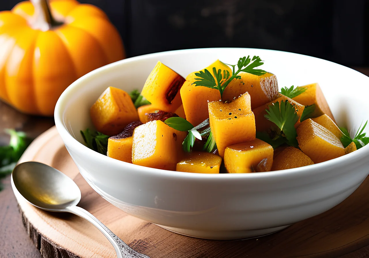 Pumpkin Vegetables with Porcini Mushrooms and Green Pepper
