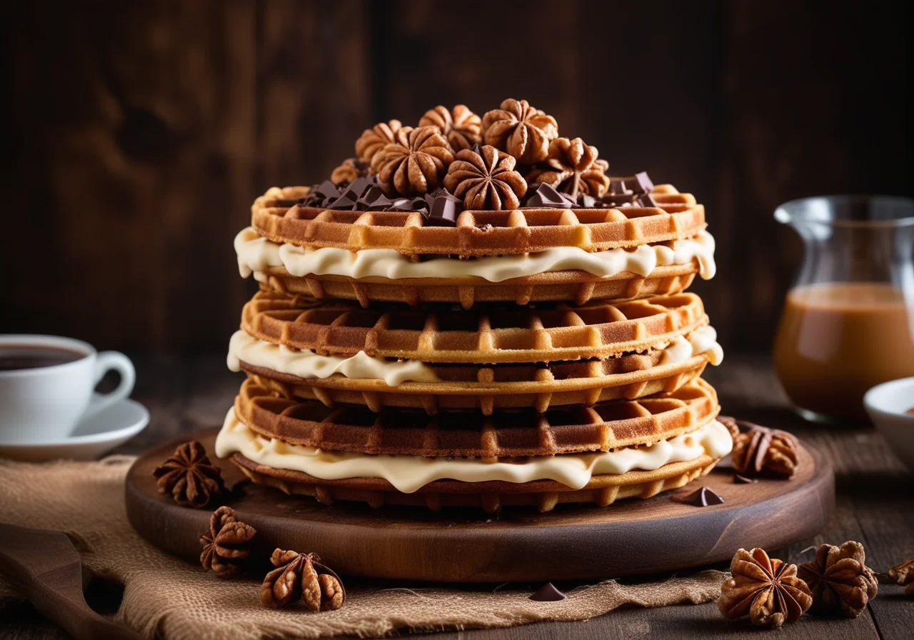Russian waffle cake with mascarpone caramel filling