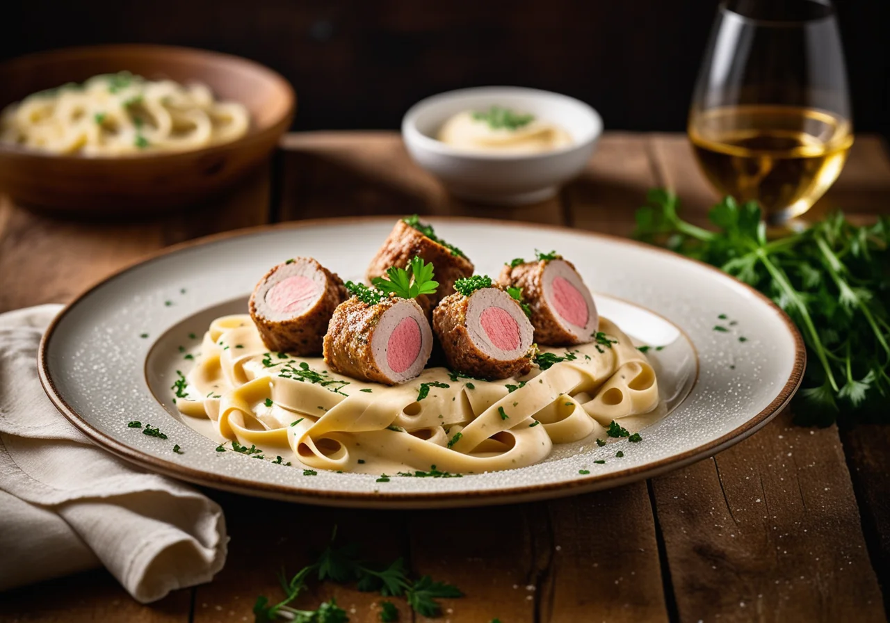 Veal Roll-Ups with Cream Sauce