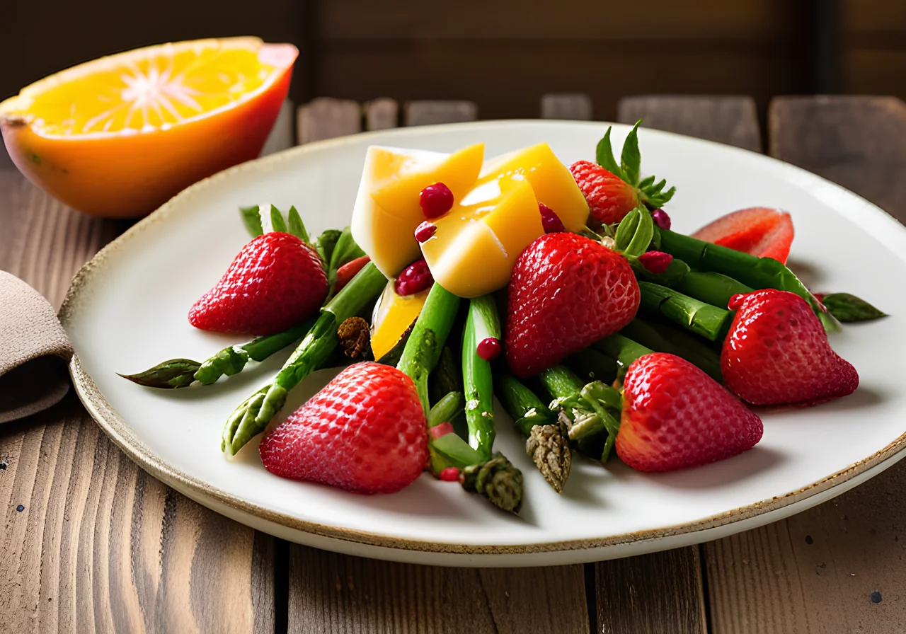 Strawberry-Mango Salad with Green Asparagus