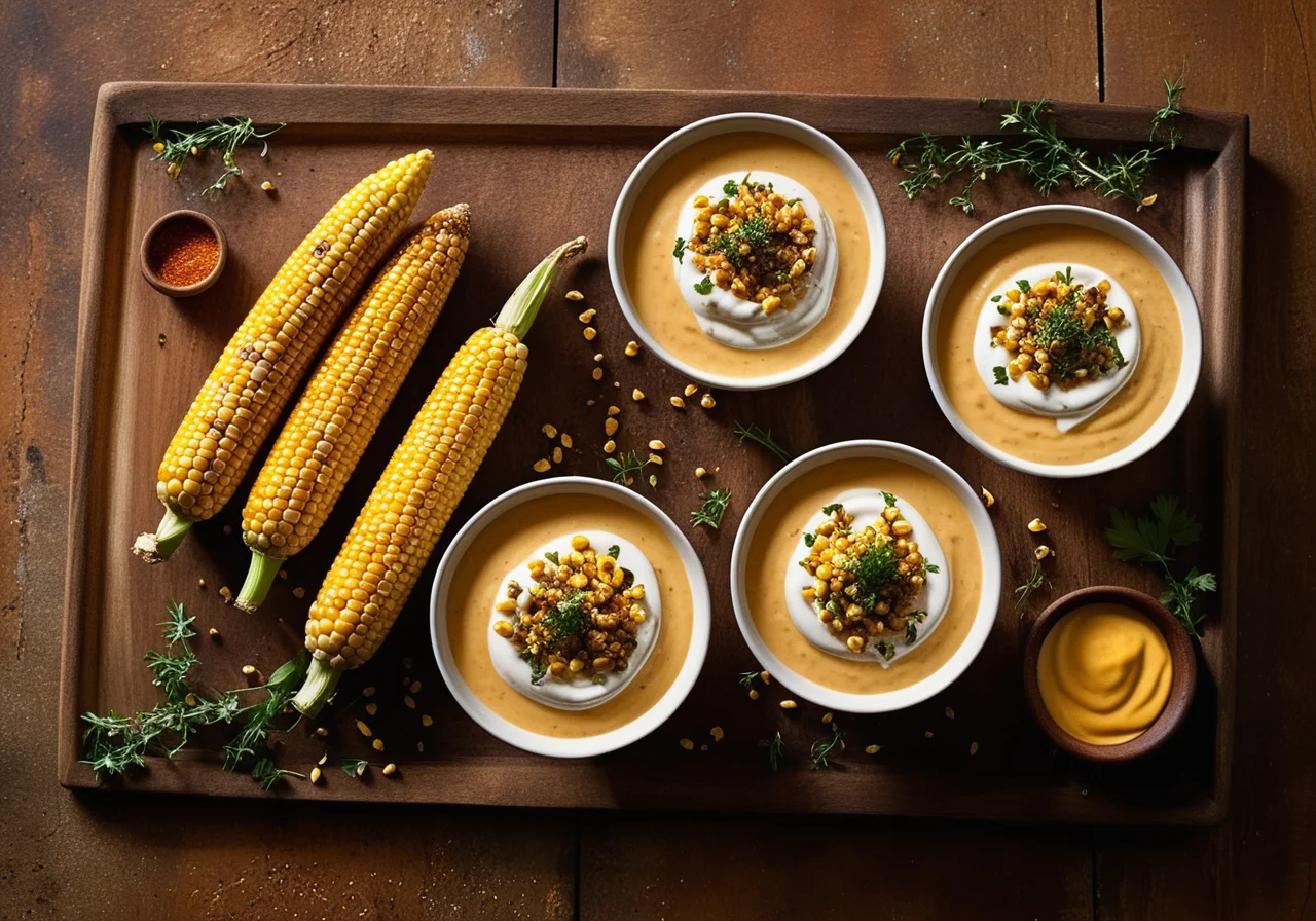 Grilled Corn with Dips